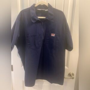 Ben Davis Navy Blue Men's Zipper Work Shirt 2XL